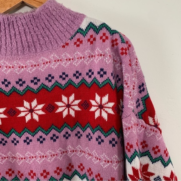 35 Degrees Y2K Lavender Snowflake Print Christmas Knitted Sweater Size XXL - Picture 2 of 6